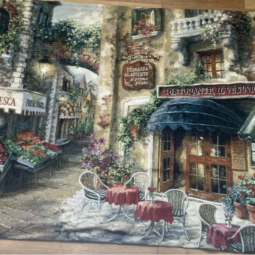 Tapestry Wall Hanging, Buon Appetito Artist N. Boehme Restaurant Tapestry Art
